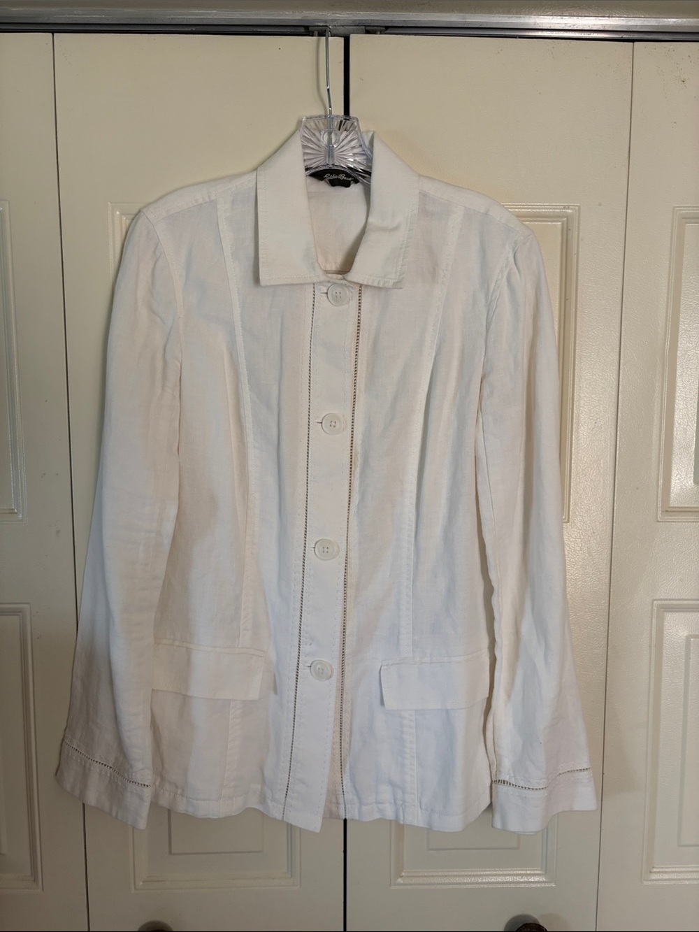 Vintage Eddie Bauer Linen Coastal Beachy Jacket 80s Preppy Old Money Nautical SM